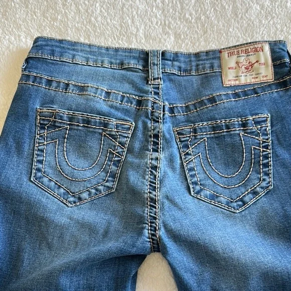 True Religion BECCA Mid Rise Boot Cut Jeans Blue Denim Style Size 29 - Picture 5 of 9